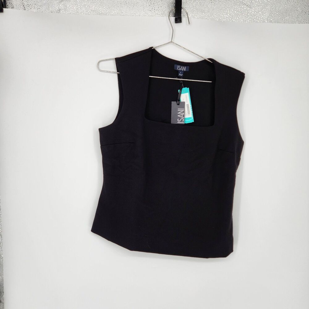 Isani Women's Black Large Marina Sleeveless Ponte Knit Top NWT